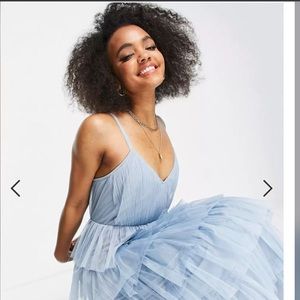 Anaya With Love Maxi bridesmaid dress with tiered skirt in pale blue tulle, NEW